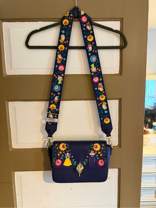Loungefly Handbags - Loungefly Navy Floral Character Crossbody with Decorative Strap